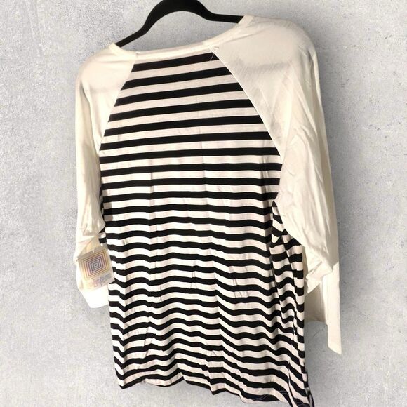 Lularoe Women's Randy Baseball Raglan Black/White Stripe Size 2XL-NWT - Picture 3 of 5